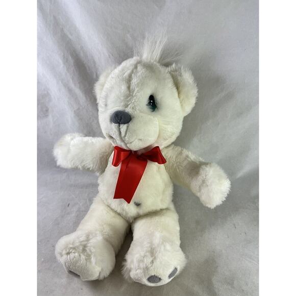 Precious Moments 13" White Bear Red Bow Logo Patch Vintage 1990s - Picture 1 of 8